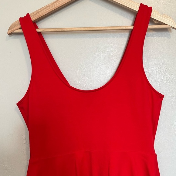 Express Red Skater Dress Built in Shorts Wired V Neck - Picture 12 of 15